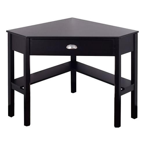 Corner Black Wood Computer Desk with Drawer - Free Shipping 