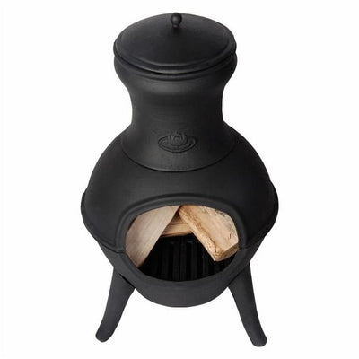 Small Black Outdoor Cast Iron Chimenea Wood Burning  Fire Pit - Free Shipping 