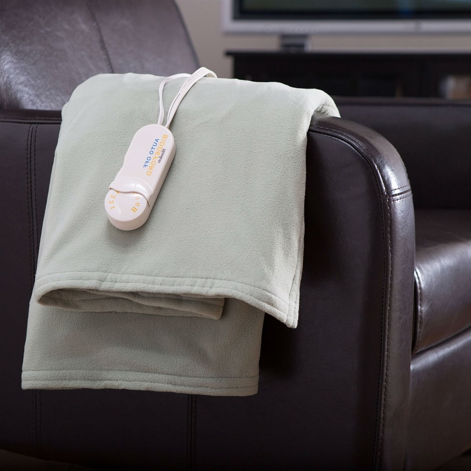Sage Green Comfort Knit Heated Electric Warming Throw Blanket - Free Shipping 
