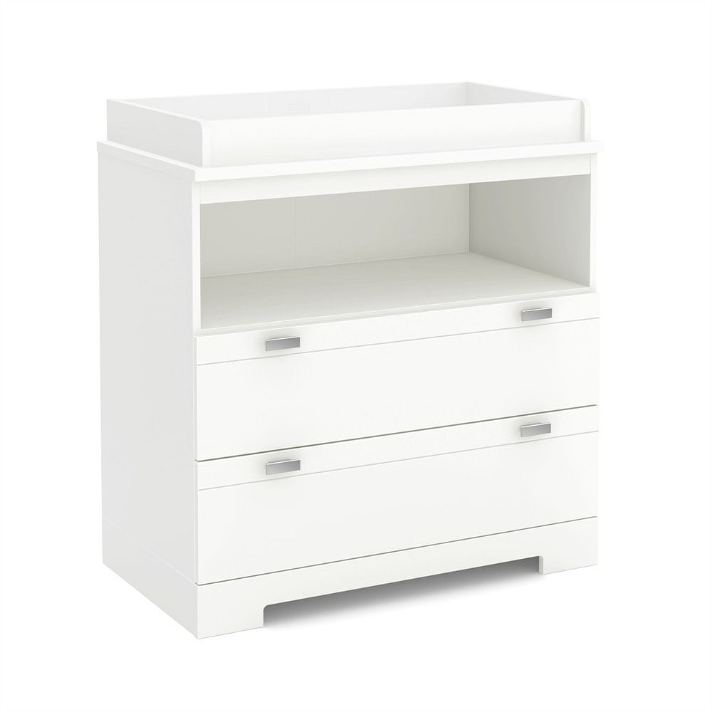 Modern Nursery 2 Drawer Storage Baby Changing Table in White - Free Shipping