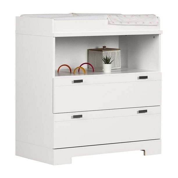 Modern Nursery 2 Drawer Storage Baby Changing Table in White - Free Shipping