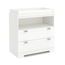 Modern Nursery 2 Drawer Storage Baby Changing Table in White - Free Shipping