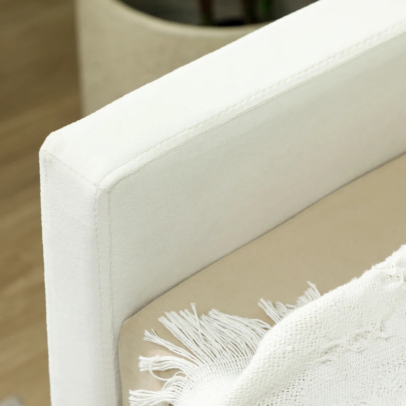 Upholstered Twin Trundle Bed, Extendable Twin to King Day Bed with Headboard and Armrests, Cream White