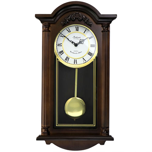 Bedford Clock Collection Noah 22 Inch Chestnut Wood Chiming Pendulum Wall Clock - Free Shipping