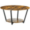 HOMCOM Rustic Brown Round Coffee Table: Center Table with Storage Shelf and Steel Frame for Living Room