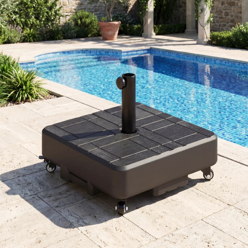Patio Umbrella Base with Wheels Fillable Outdoor Umbrella Stand for 1.5"/1.9" Poles Black