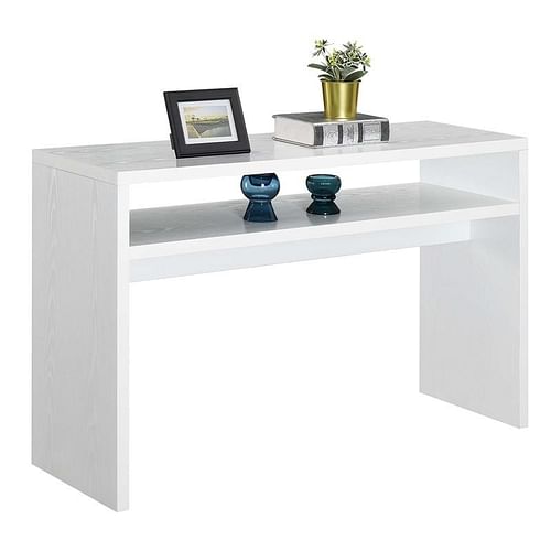 Modern FarmHome White Sofa Table Console Table with Bottom Shelf - Free Shipping