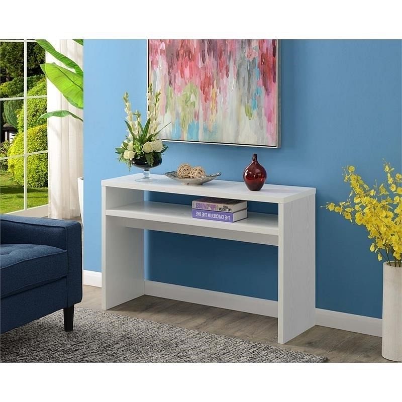 Modern FarmHome White Sofa Table Console Table with Bottom Shelf - Free Shipping