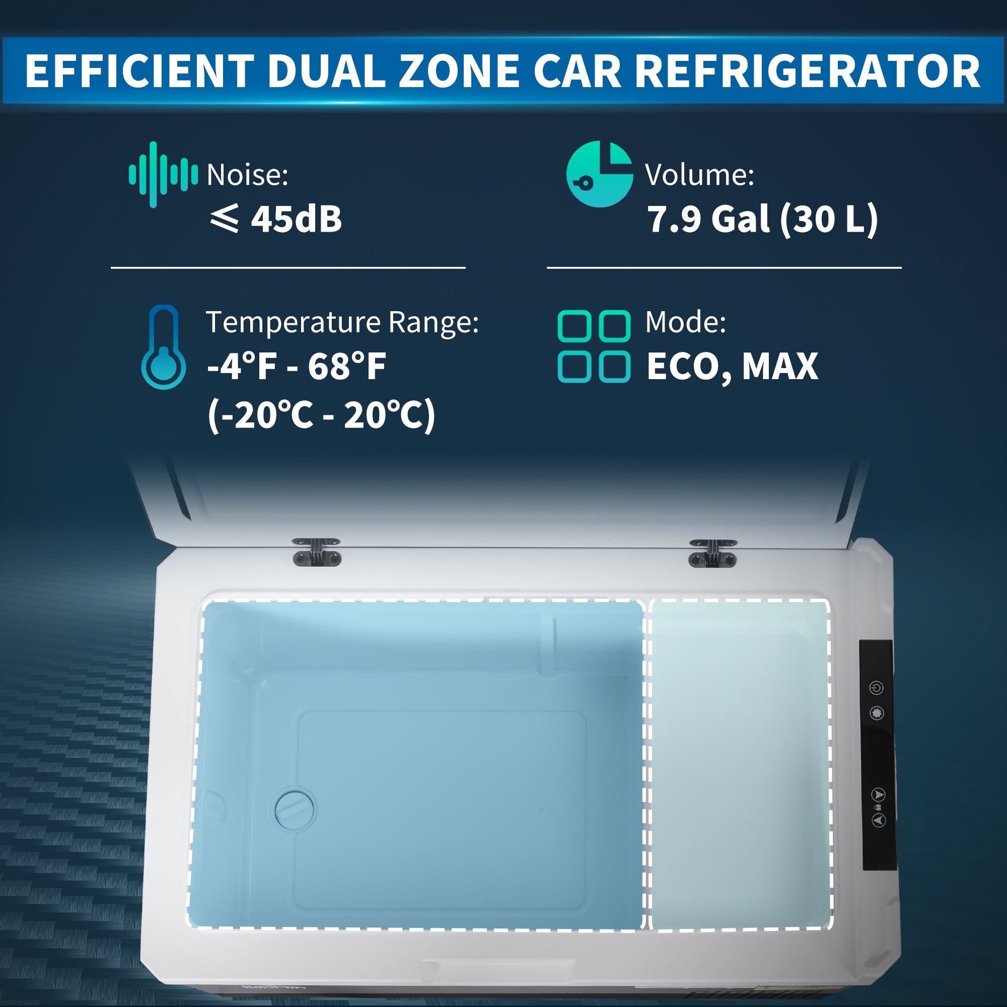 HOMCOM Portable Car Fridge, 32 Quart Dual Zone, 12/24V DC and 100V-240V AC, for Campervan, RV, Boat, Travel, -4℉-68℉ Range 