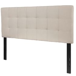 Full size Beige Taupe Fabric Box-Stitch Upholstered Headboard - Free Shipping