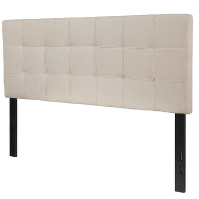 Full size Beige Taupe Fabric Box-Stitch Upholstered Headboard - Free Shipping 