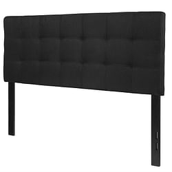 Full size Modern Box-Stitch Black Fabric Upholstered Headboard - Free Shipping