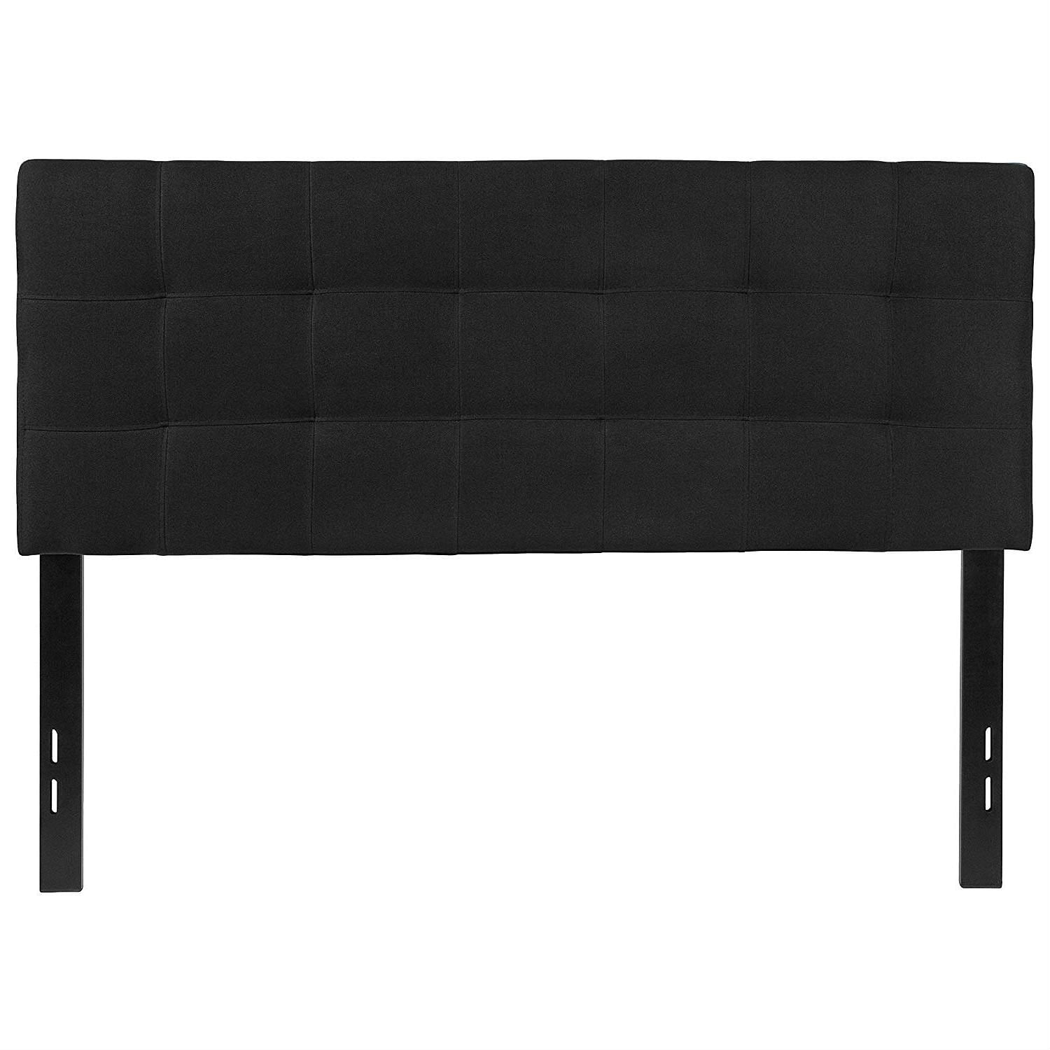 Full size Modern Box-Stitch Black Fabric Upholstered Headboard - Free Shipping