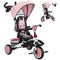 Qaba 6 in 1 Toddler Tricycle for 1-5 Years Old with Push Handle, Removable Canopy, Rotatable Seat, Pink