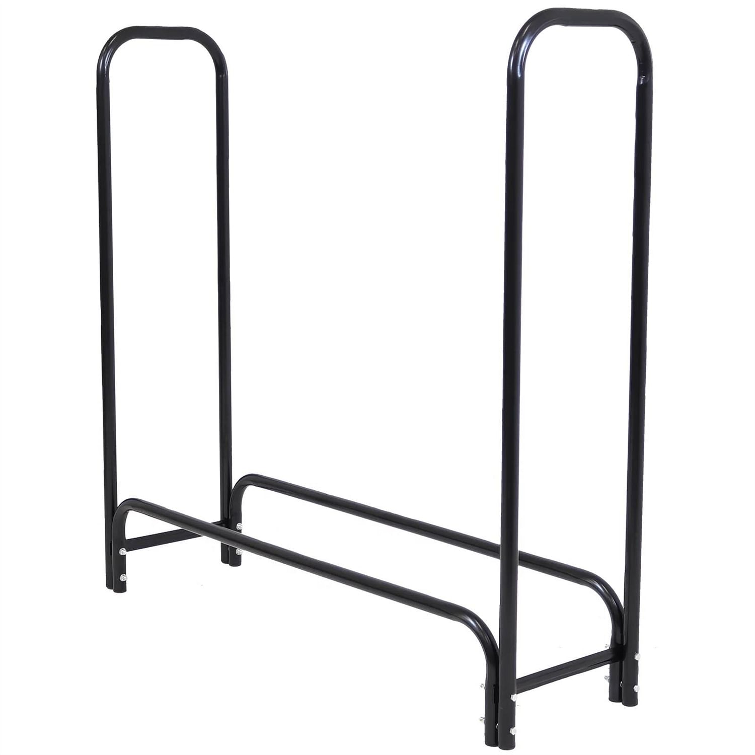 4-Ft Indoor Outdoor Black Metal Firewood Holder Log Rack with Cover - Free Shipping 