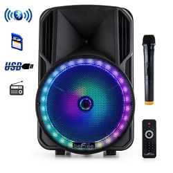 beFree Sound 12 Inch PA Bluetooth Rechargeable Portable Party Speaker with Reactive LED Lights - Free Shipping 