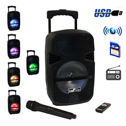 beFree Sound 8 Inch 400 Watt Bluetooth Portable Party PA Speaker System with Illuminating Lights - Free Shipping 