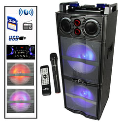 beFree Sound Double 10 Inch Subwoofer Portable Bluetooth Party Speaker with Reactive Lights - Free Shipping