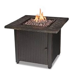 30-inch Outdoor Bronze LP Propane Gas Fire Pit with Lava Rocks and Cover - Free Shipping 