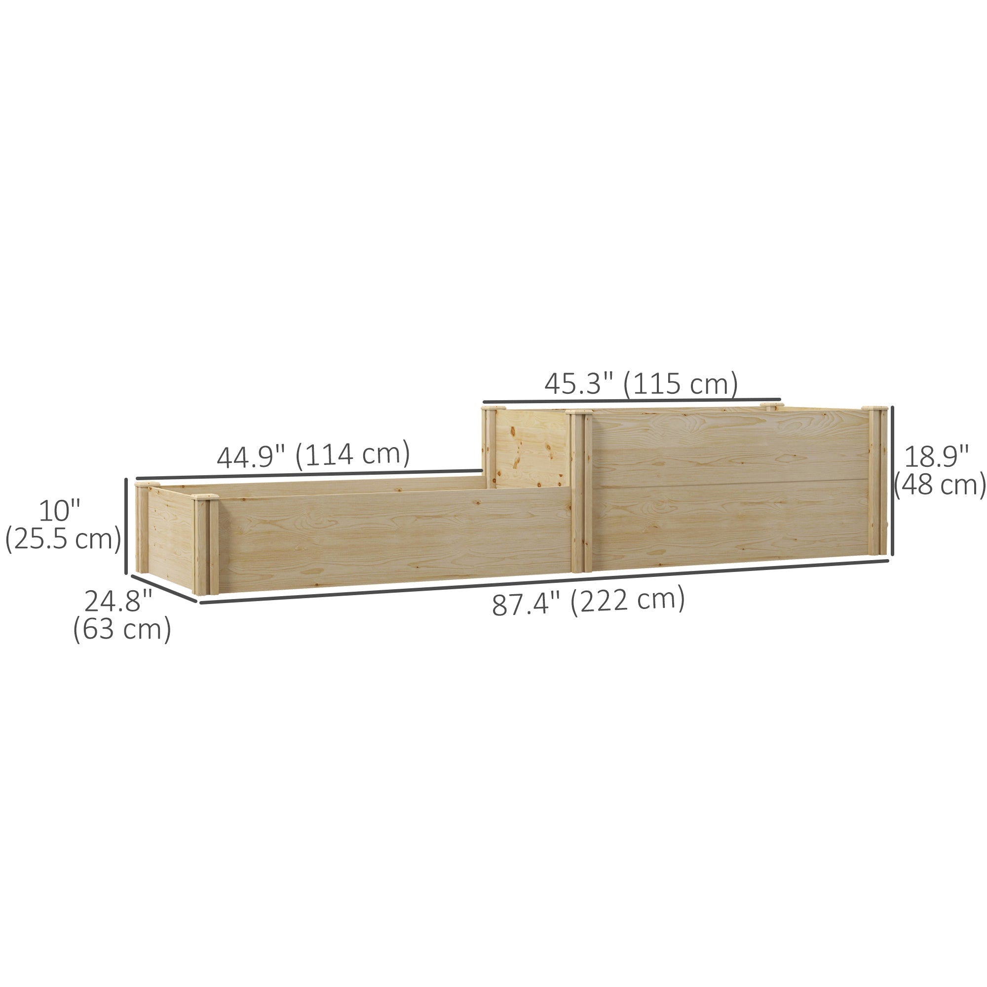 Outsunny DIY Raised Garden Bed Two-Box Wooden Planters Outdoor Patio Backyard Veggies Flowers Herbs Plants Growing Easy Assembly 