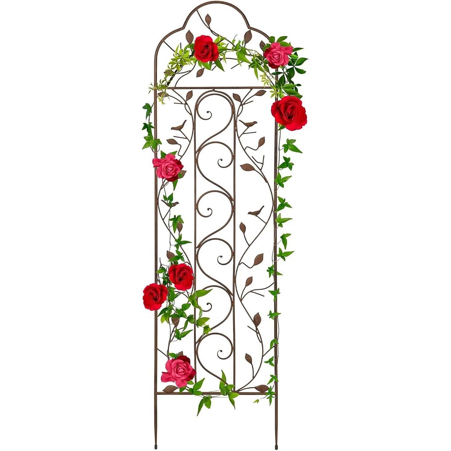 60-inch Tall Outdoor Iron Garden Trellis in Bronze Metal Finish - Free Shipping