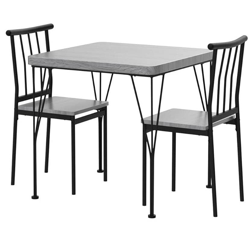 Modern 3-Piece Metal Frame Dining Set with Grey Wood Top Table and 2 Chairs - Free Shipping 
