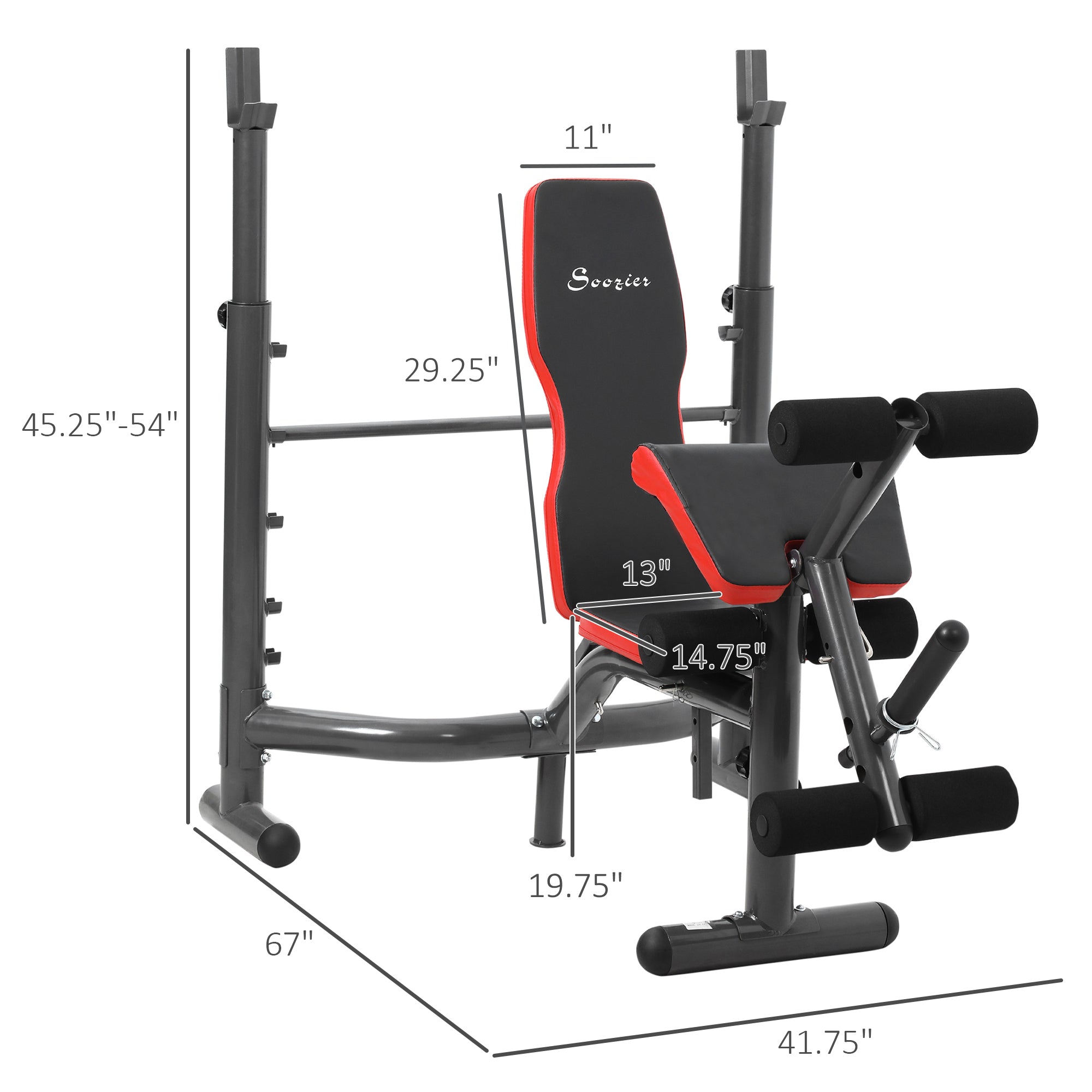 Soozier Workout Bench Heavy Duty Adjustable with Preacher Curl Leg Developer for Full Body Exercise Black 
