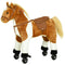 Qaba Kids Rocking Horse, Large Walking  Ride on Toy  for Toddlers 3 year old, Baby Plush Animal Rocker with Sound and Wheel, Brown