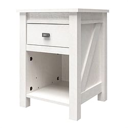 Farmhouse 1-Drawer Bedroom Nightstand with Open Shelf in Rustic Off-White Oak - Free Shipping 