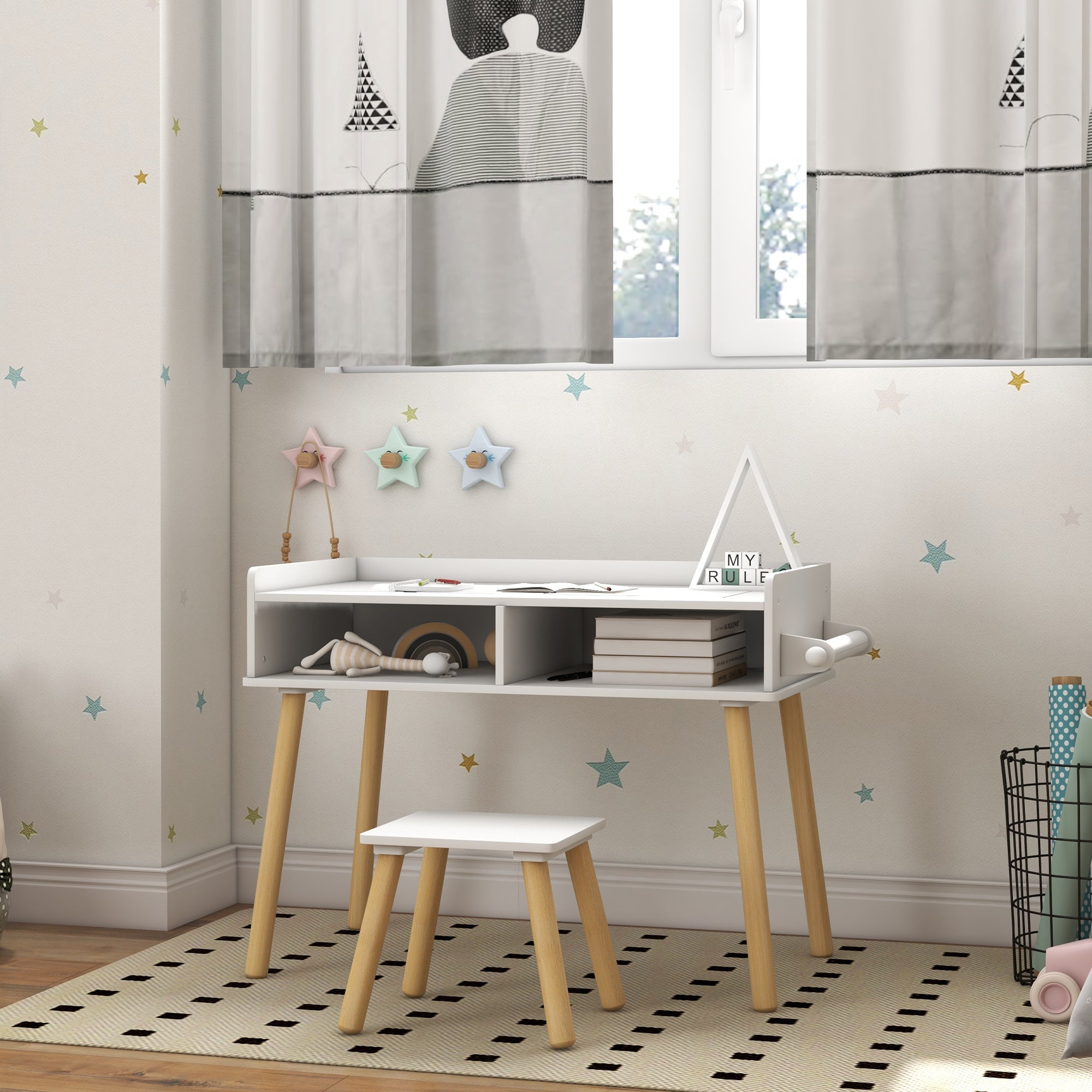 Qaba Versatile 3-in-1 Kids Activity Table & Chair Set, Perfect for Play, Drawing, Reading, Grey, Ideal for Nursery & Playroom 