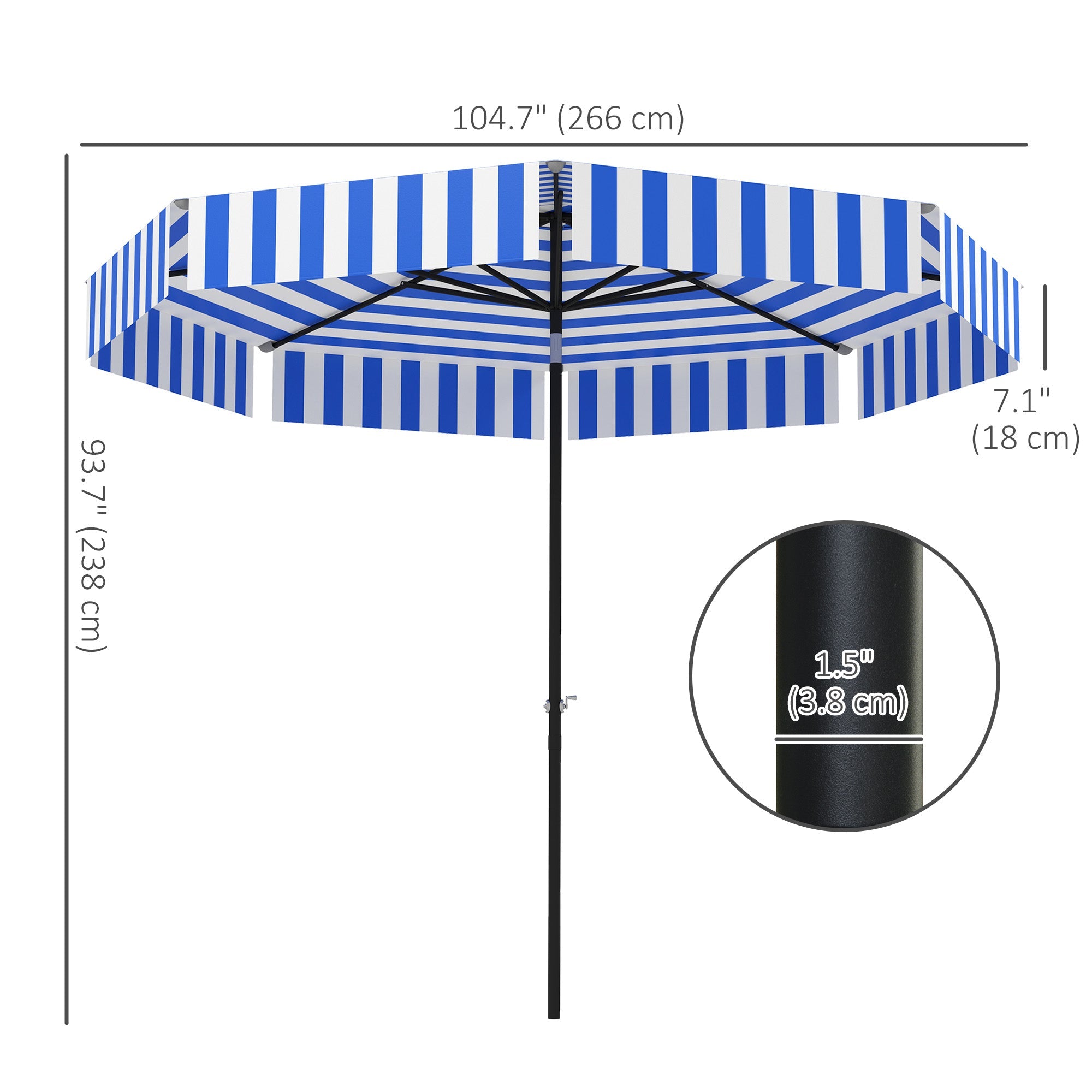 Outsunny 8.7FT Tilting Patio Umbrella with 8 Ribs, Crank Handle, Air Vent for Outdoor, Garden and Pool, Navy Blue 