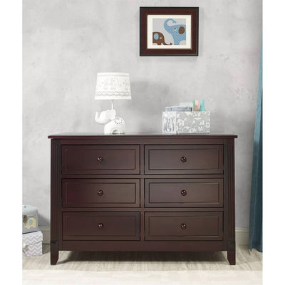 SF Home Kids Bedroom 6-Drawer Dresser in Espresso Wood Finish - Free Shipping 