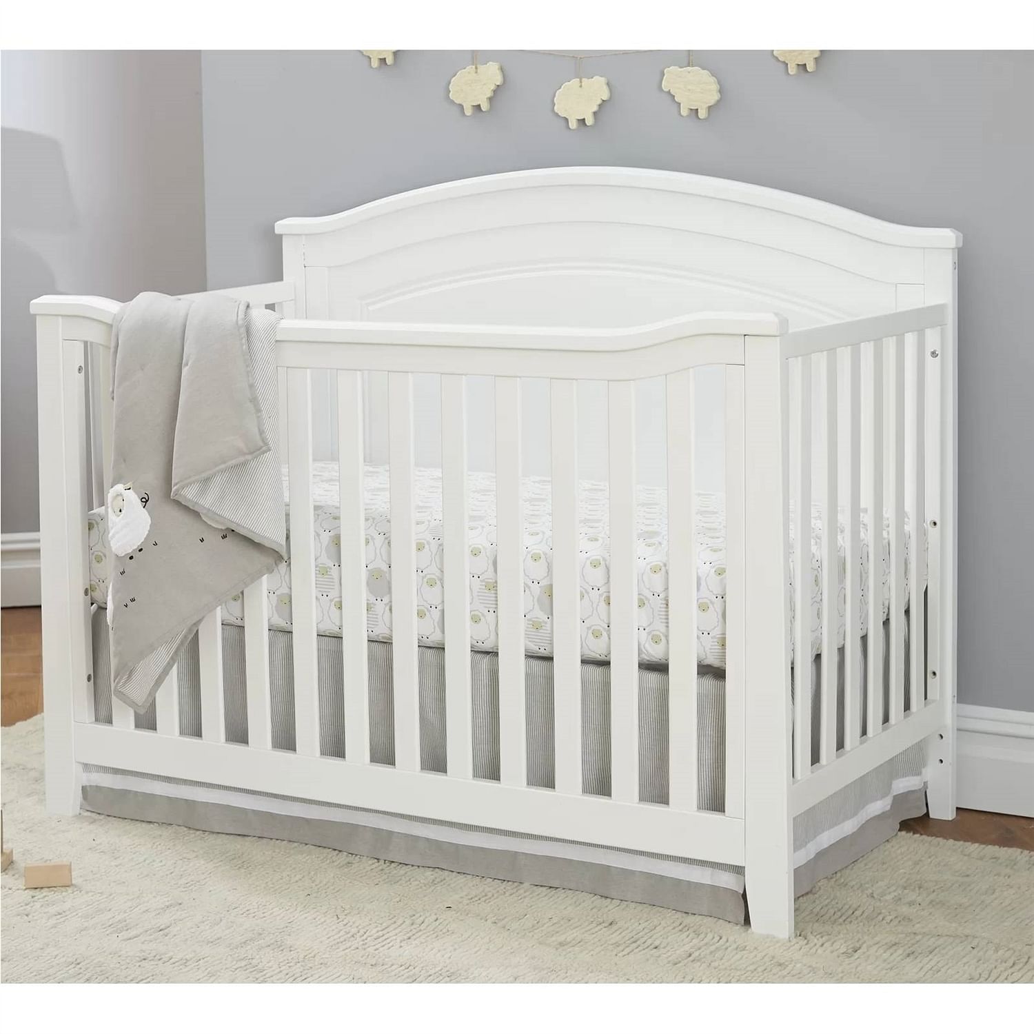 SF Home Solid Wood Convertible Crib in White - Toddler Bed Sold Separately - Free Shipping 