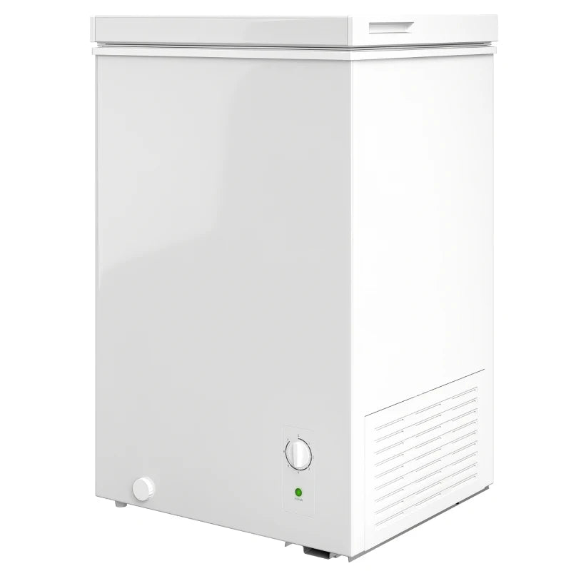 Mini Freezer, 3.5 Cu.Ft Chest Freezer with 5-Setting Adjustable Thermostat, Wire Basket, Quiet Operation, White