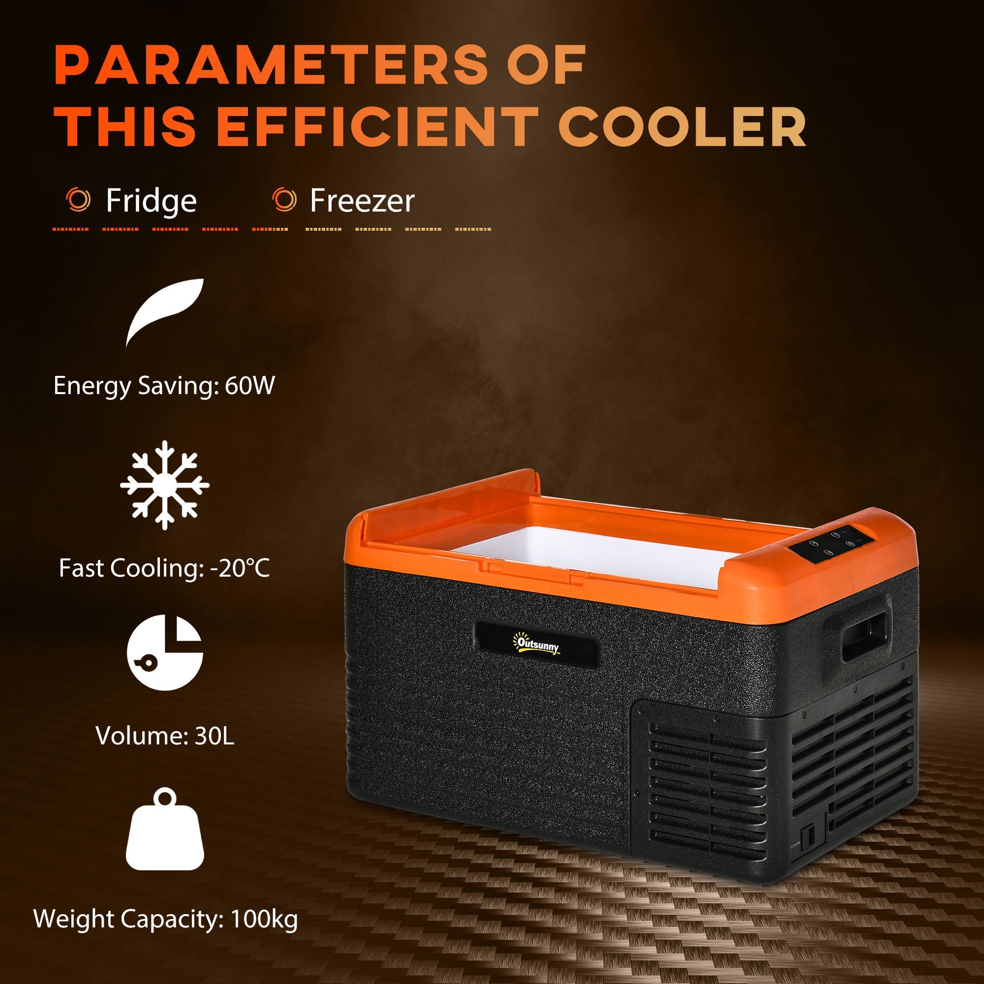 Outsunny Portable Chill: 32 Quart Compact Car Refrigerator Electric Cooler Box for Camping Picnic, 12/24V DC and 100-240V AC 