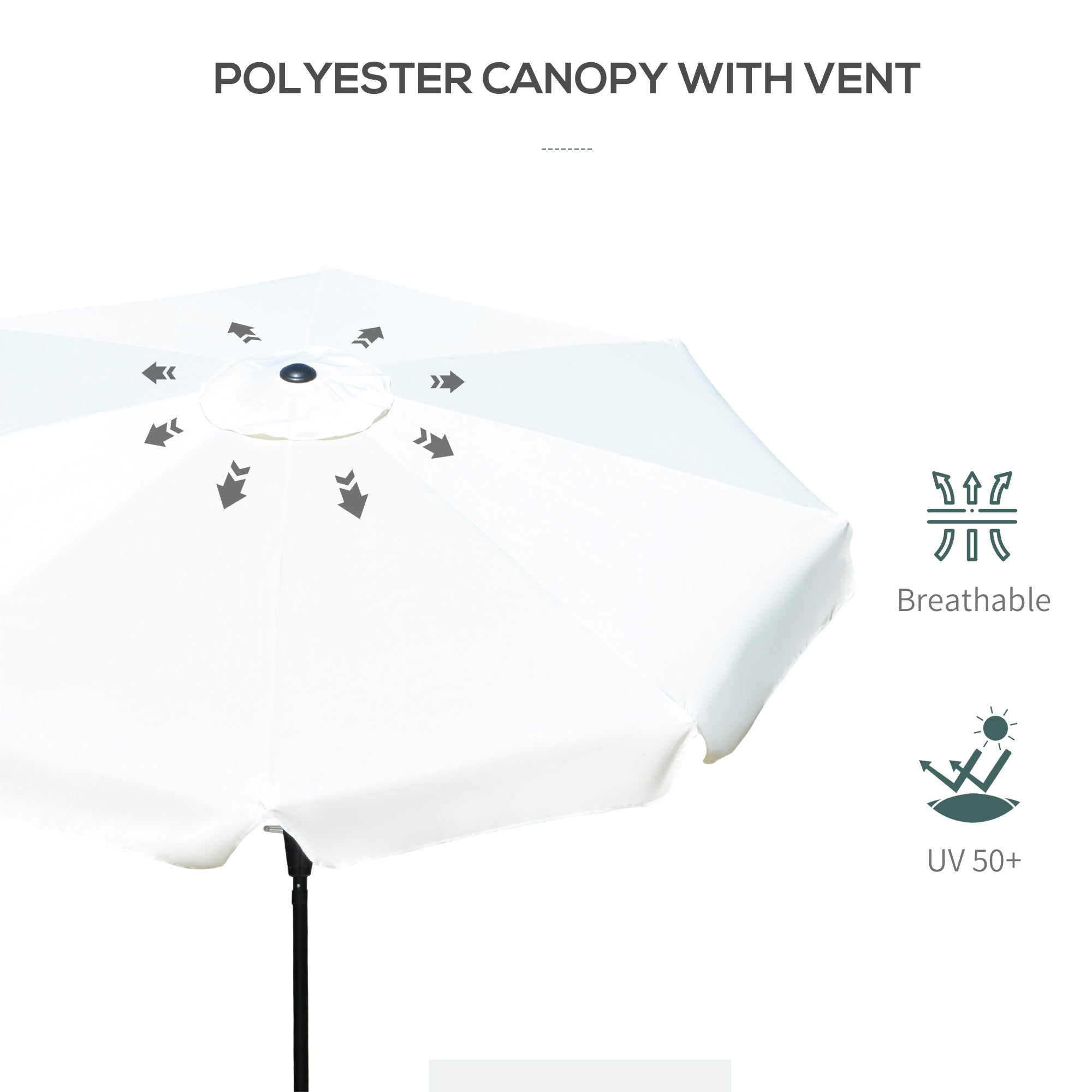 Outsunny Market Umbrella: 8.5ft Round Outdoor Table Umbrella with Tilt Crank for Patio Cream White 