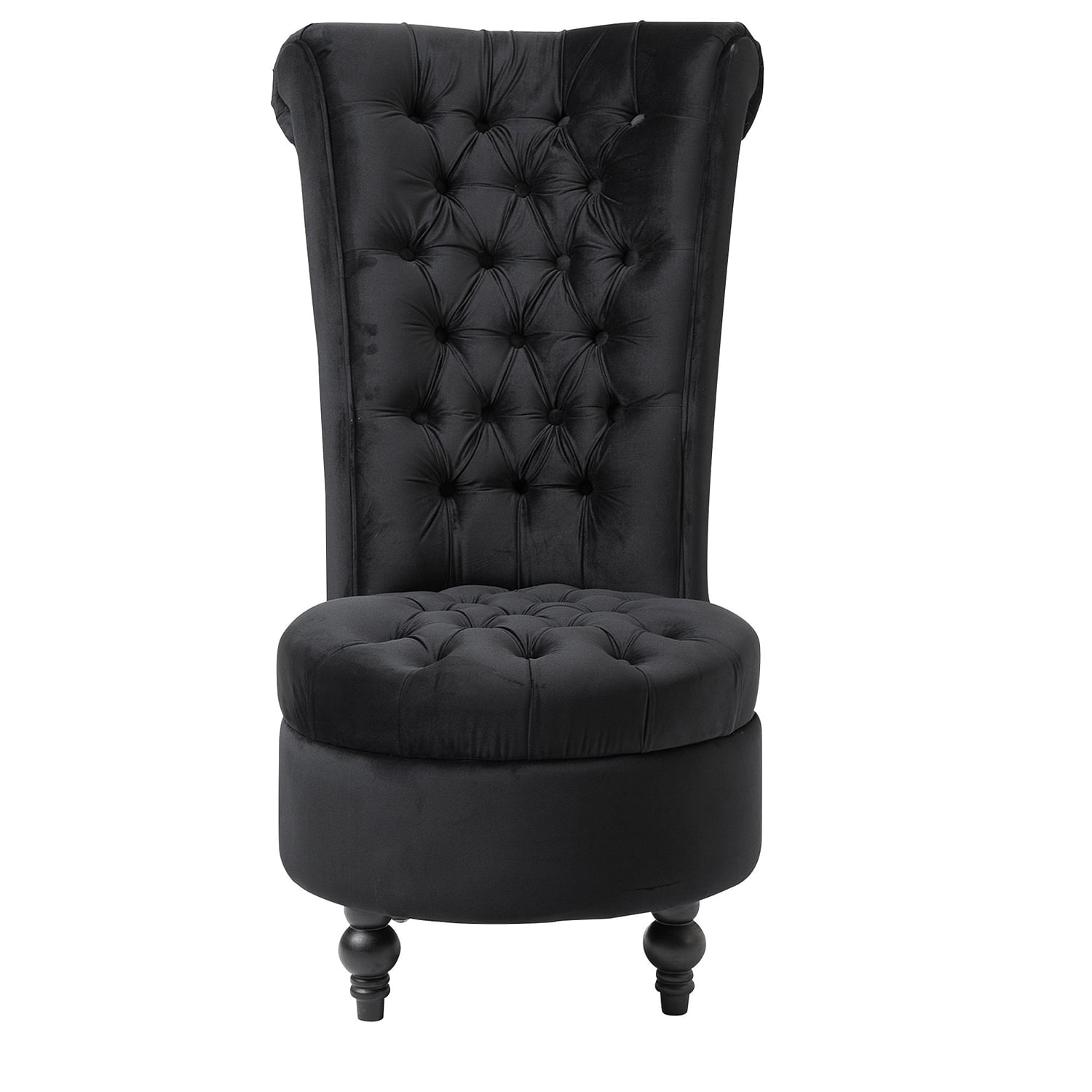 Black Tufted High Back Plush Velvet Upholstered Accent Low Profile Chair - Free Shipping