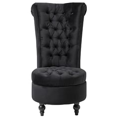 Black Tufted High Back Plush Velvet Upholstered Accent Low Profile Chair - Free Shipping 