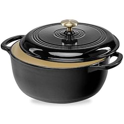 6 Quart Large Black Enamel Cast-Iron Dutch Oven Kitchen Cookware - Free Shipping 