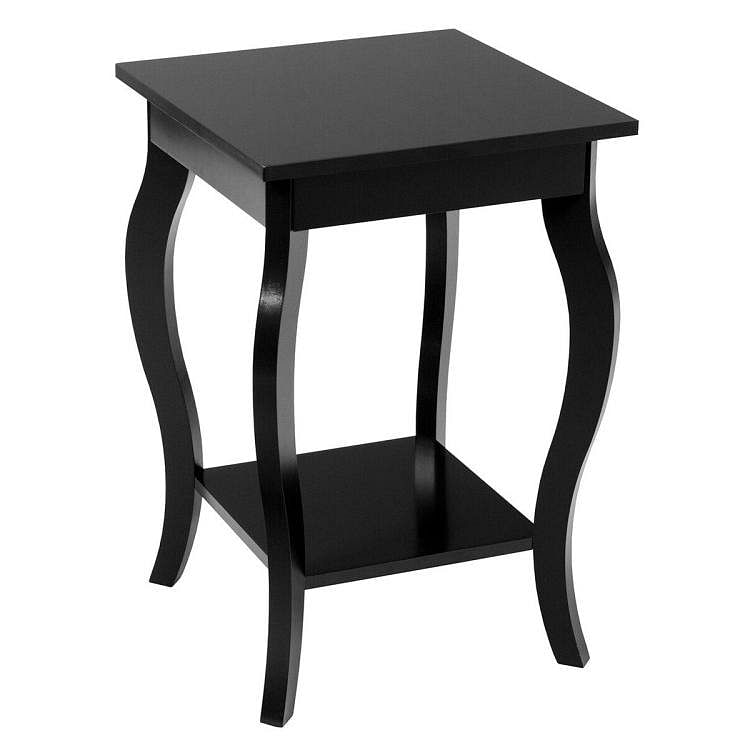 Stylish Nightstand End Table in Black Wood Finish - Set of 2 - Free Shipping