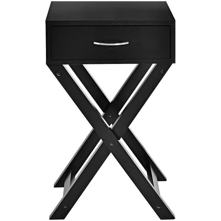 X-Shape 1 Drawer Nightstand End Side Table Storage in Black - Free Shipping