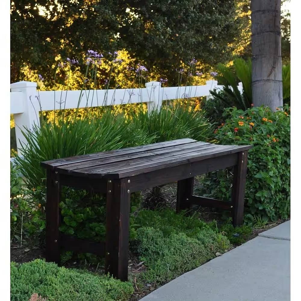 4-ft. Outdoor Patio Cedar Wood Backless Garden Bench in Burnt Brown Finish - Free Shipping 