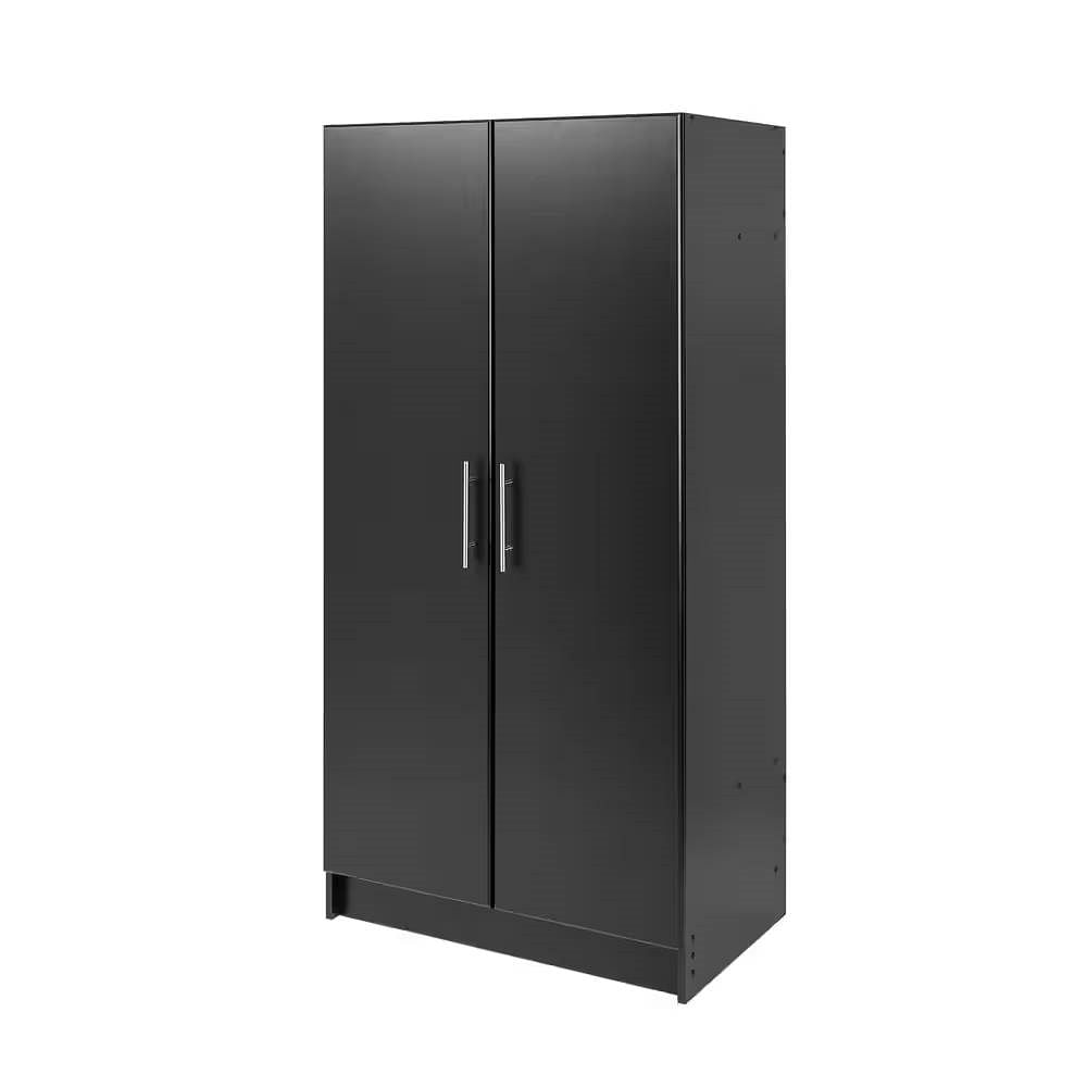 Black Freestanding Bedroom Cabinet Armoire Wardrobe Closet with Hanging Rail - Free Shipping 