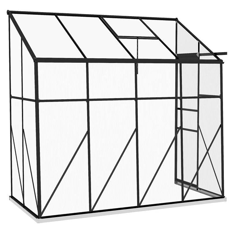 8.3 ft x 4.1 ft Outdoor Polycarbonate Lean-to Greenhouse with Black Metal Frame - Free Shipping