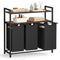 3-Compartment Laundry Hamper with 2 Shelves & Pull-Out Bags – Rustic Brown