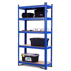Blue Heavy Duty Metal Wood 5 Tier Adjustable Shelving Unit Garage Storage Rack - Free Shipping 