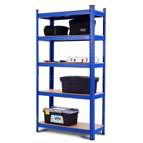 Blue Heavy Duty Metal Wood 5 Tier Adjustable Shelving Unit Garage Storage Rack - Free Shipping 