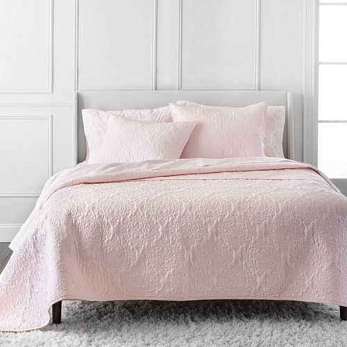 King Size 100-Percent Cotton 3-Piece Quilt Bedspread Set in Blush Pink - Free Shipping