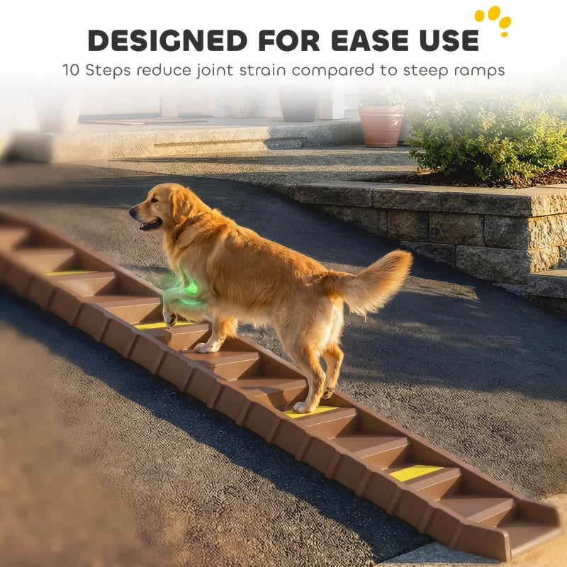 Foldable Dog Car Ramp with Anti-Slip Steps for Cars, SUVs & High Beds – 55 lb Capacity