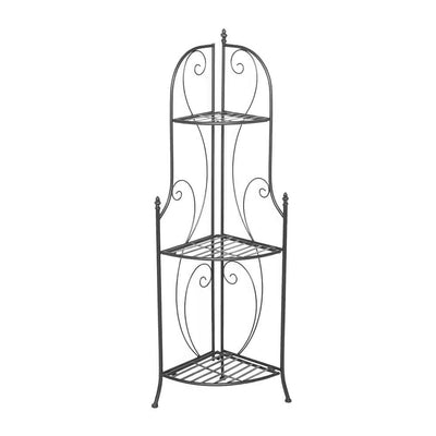 Indoor/Outdoor 3-Shelf Black Metal Corner Bakers Rack Plant Stand - Free Shipping 